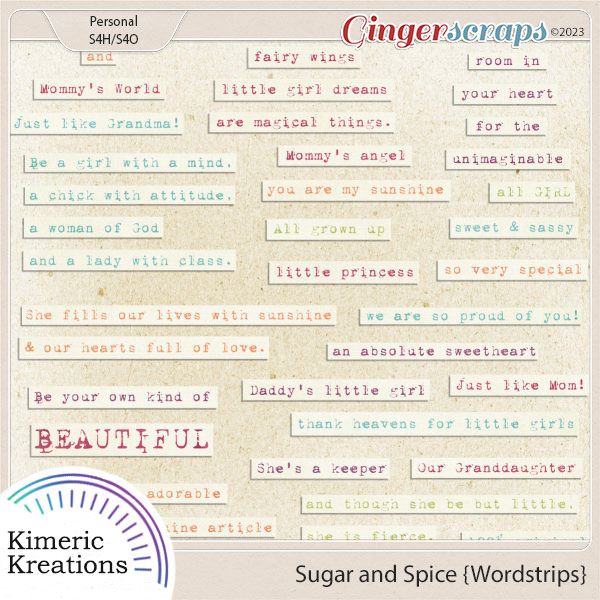 Sugar and Spice Word Strips by Kimeric Kreations 