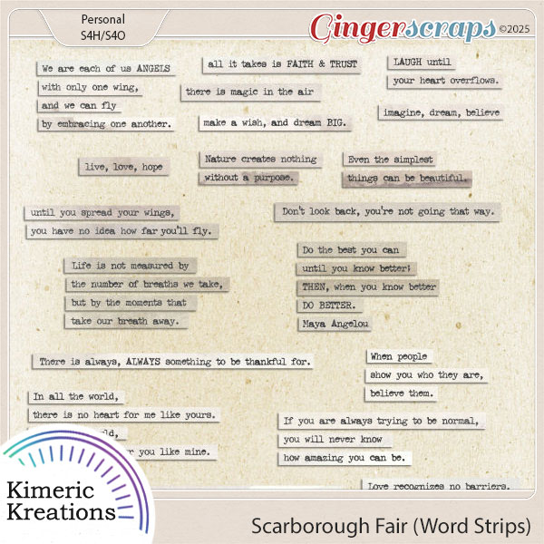 Scarborough Fair Word Strips by Kimeric Kreations
