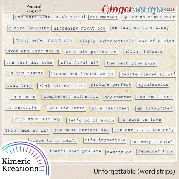 Unforgettable Word Strips by Kimeric Kreations