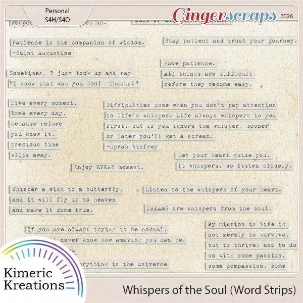 Whispers of the Soul Word Strips by Kimeric Kreations