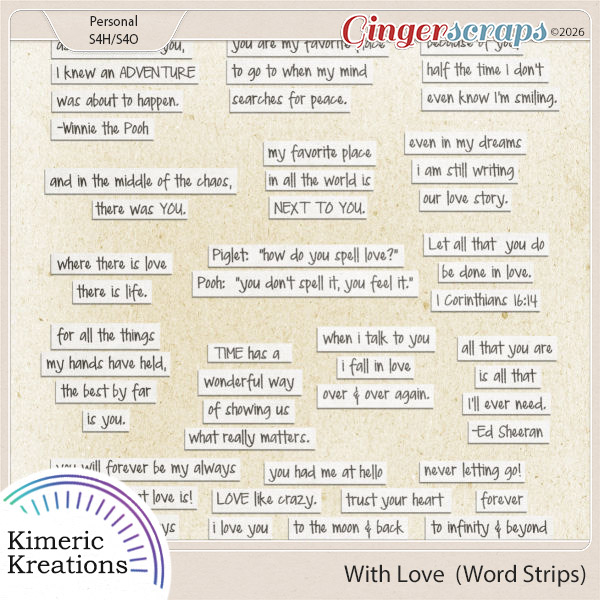 With Love Word Strips by Kimeric Kreations