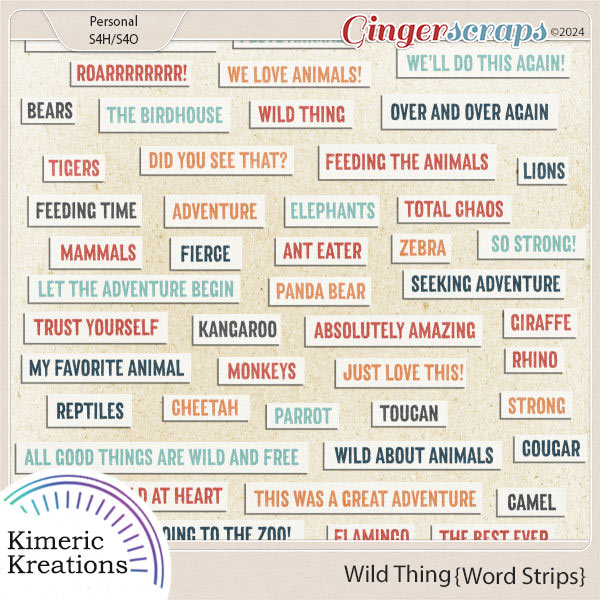 Wild Thing Word Strips by Kimeric Kreations