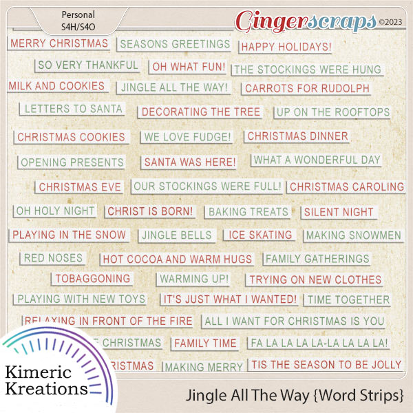 Jingle All The Way Word Strips by Kimeric Kreations