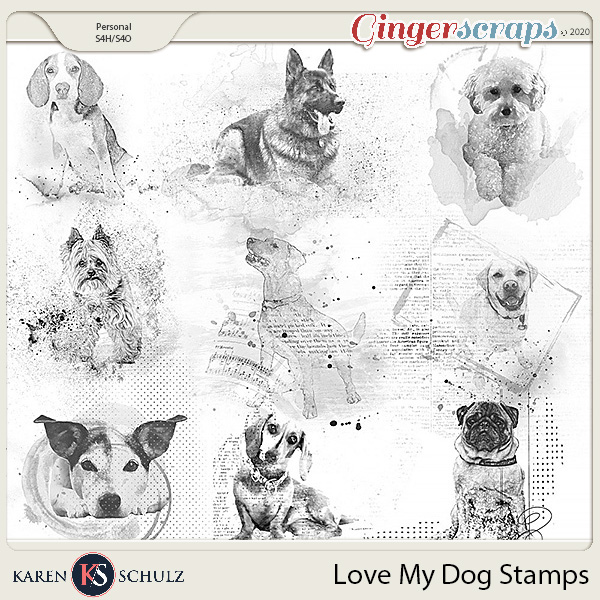 Love My Dog Stamps by Karen Schulz