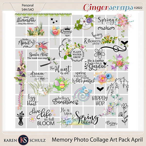 Memory Photo Collage Art Pack April by Karen Schulz   