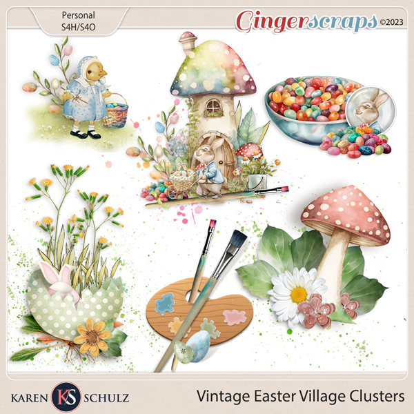 Vintage Easter Village Clusters by Karen Schulz