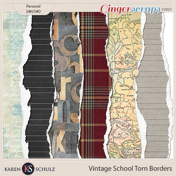 Vintage School Torn Borders by Karen Schulz