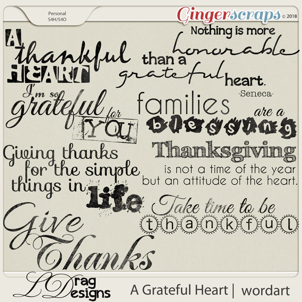 A Grateful Heart: Wordart by LDragDesigns
