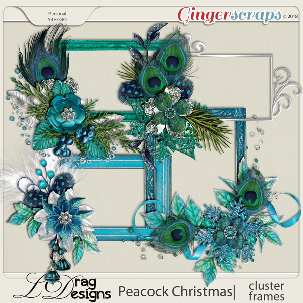 Peacock Christmas: Cluster Frames by LDragDesigns