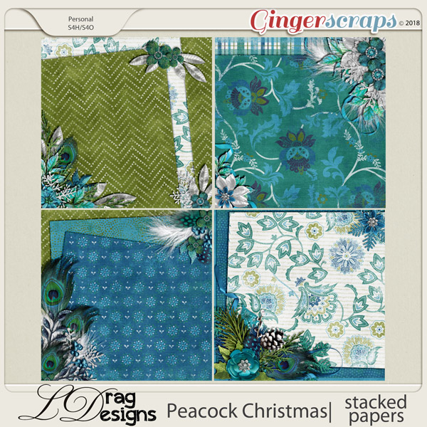 Peacock Christmas: Stacked Papers by LDragDesigns