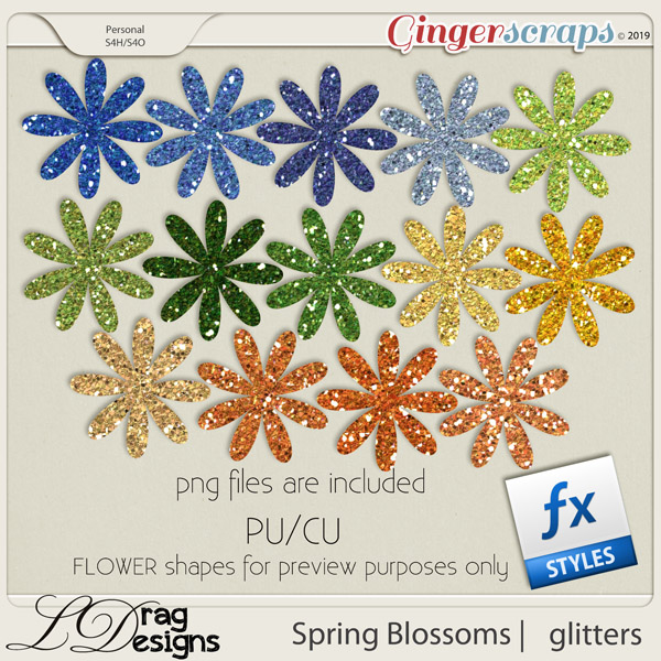Spring Blossoms: Glitterstyles by LDragDesigns