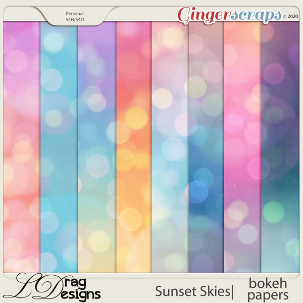 Sunset Skies: Bokeh Papers by LDragDesigns
