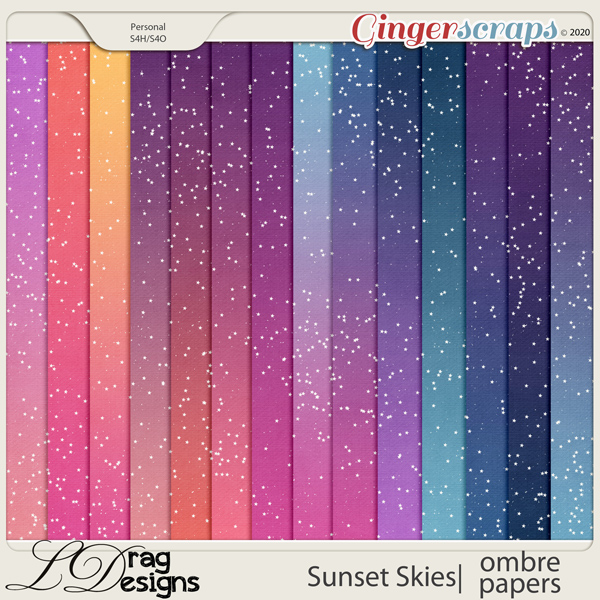 Sunset Skies: Ombre Papers by LDragDesigns