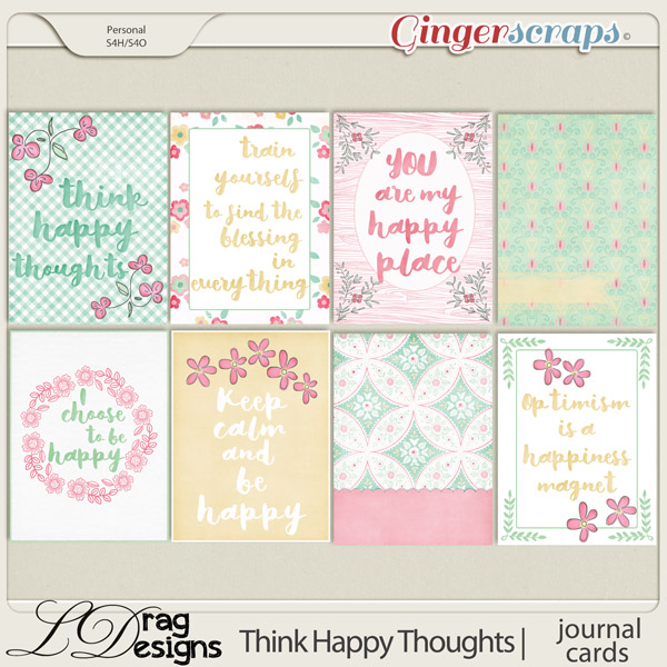 Think Happy Thoughts: Journal Cards by LDragDesigns