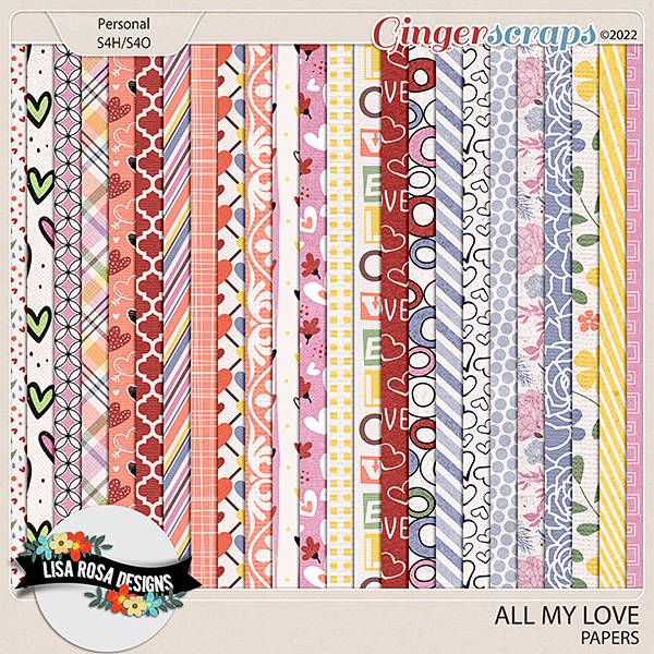 All My Love - Papers by Lisa Rosa Designs