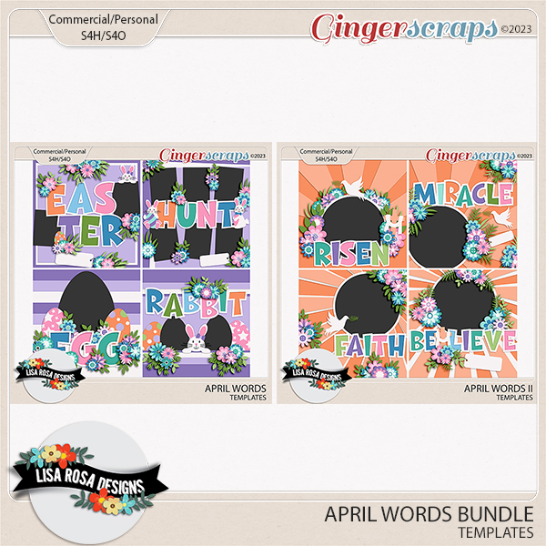 April Words Bundle - Templates by Lisa Rosa Designs