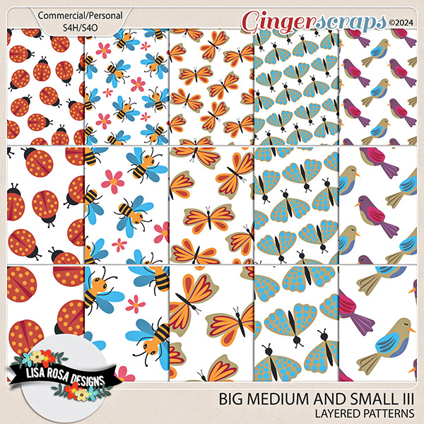 Big Medium and Small III - CU/PU Layered Patterns by Lisa Rosa Designs