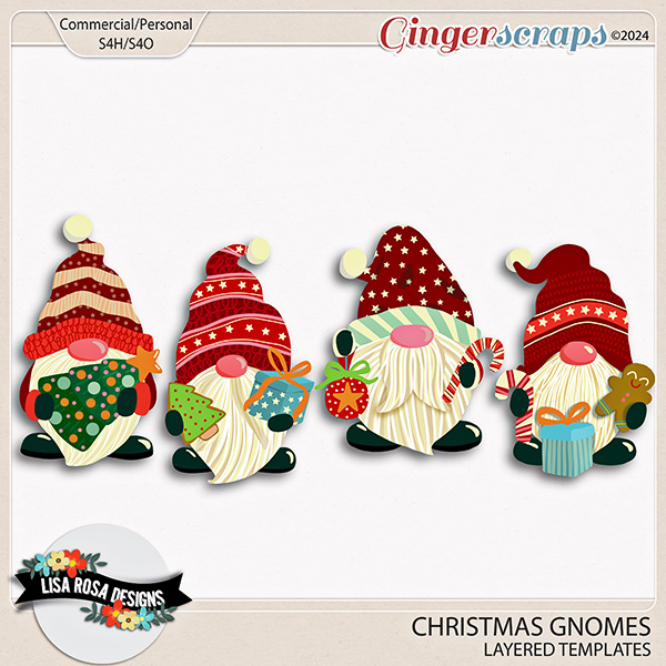 Christmas Gnomes - CU/PU Layered Templates by Lisa Rosa Designs