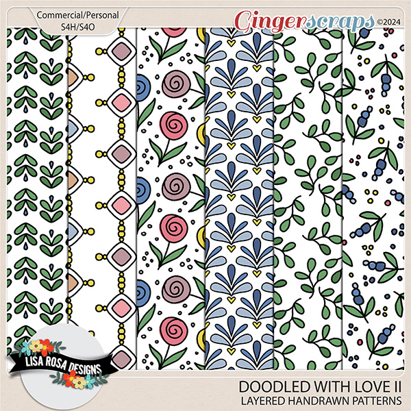 Doodled With Love II - CU/PU Layered Patterns by Lisa Rosa Designs