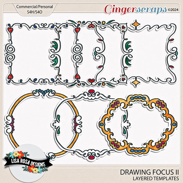 Drawing Focus II - CU/PU Layered Templates by Lisa Rosa Designs