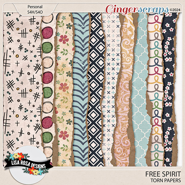 Free Spirit - Torn Papers by Lisa Rosa Designs