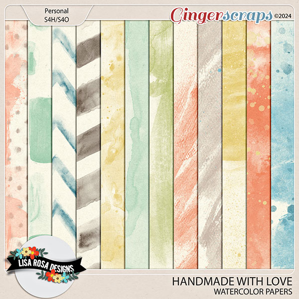 Handmade With Love - Watercolor Papers by Lisa Rosa Designs