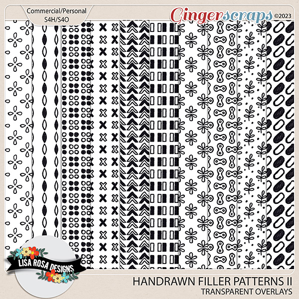 Handrawn Filler Patterns II - CU/PU Overlays by Lisa Rosa Designs