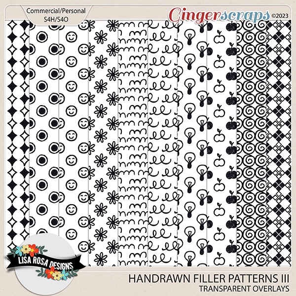 Handrawn Filler Patterns III - CU/PU Overlays by Lisa Rosa Designs