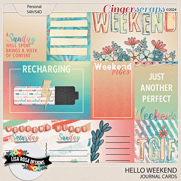 Hello Weekend - Journal Cards by Lisa Rosa Designs 