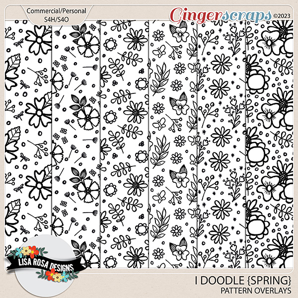 I Doodle Spring - CU/PU Pattern Overlays by Lisa Rosa Designs