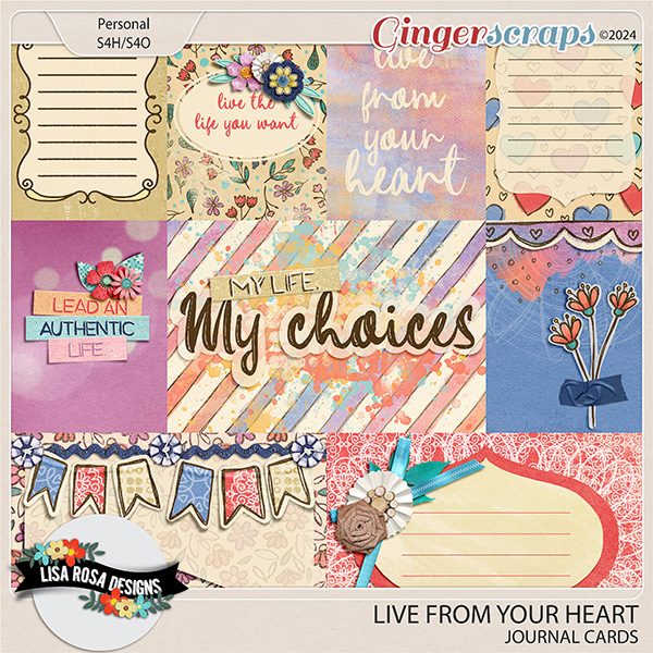 Live From Your Heart - Journal Cards by Lisa Rosa Designs