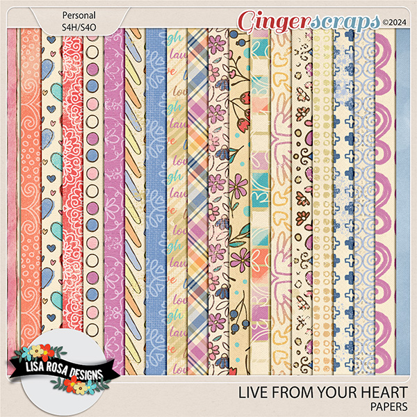 Live From Your Heart - Papers by Lisa Rosa Designs