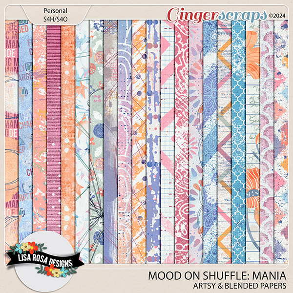 Mood on Shuffle {Mania} - Artsy & Blended Papers by Lisa Rosa Designs
