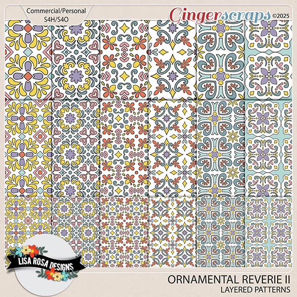 Ornamental Reverie II CU Layered Patterns by Lisa Rosa Designs
