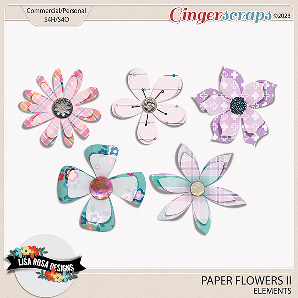 Paper Flowers II - CU Elements by Lisa Rosa Designs