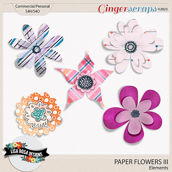 Paper Flowers III - CU Elements by Lisa Rosa Designs