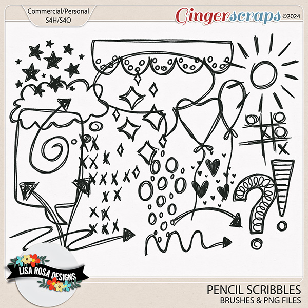 Pencil Scribbles - Doodled Elements by Lisa Rosa Designs