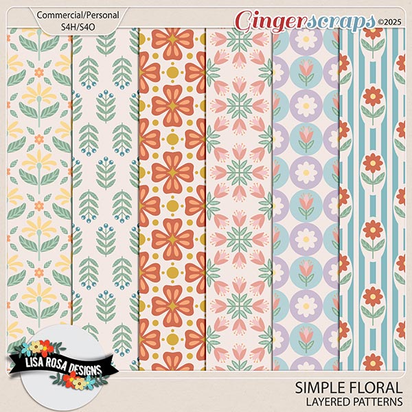 Simple Floral CU Layered Patterns by Lisa Rosa Designs