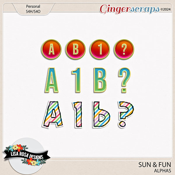 Sun and Fun - Alphas by Lisa Rosa Designs