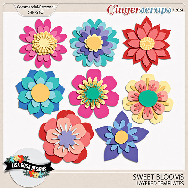 Sweet Blooms - CU/PU Layered Templates by Lisa Rosa Designs