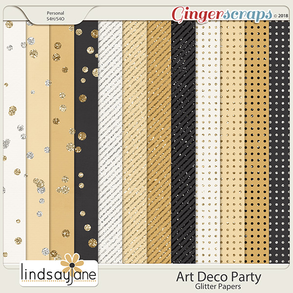 Art Deco Party Glitter Papers by Lindsay Jane