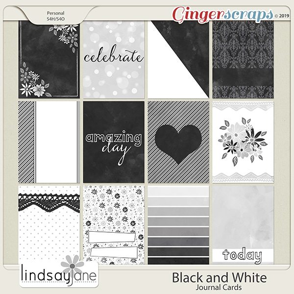 Black and White Journal Cards by Lindsay Jane