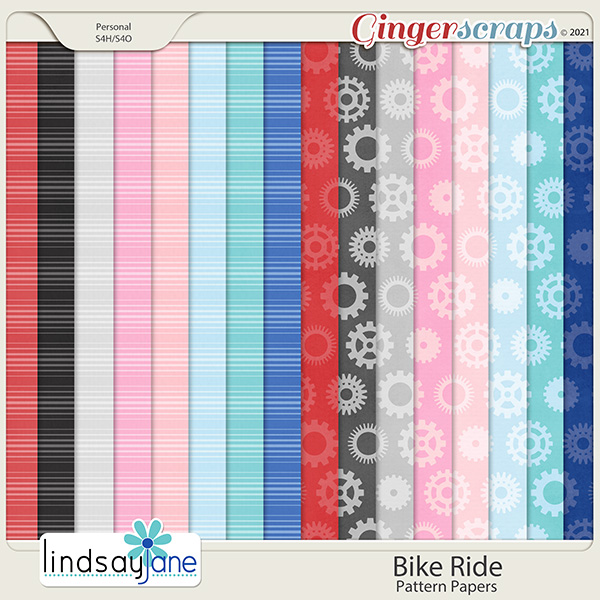 Bike Ride Pattern Papers by Lindsay Jane
