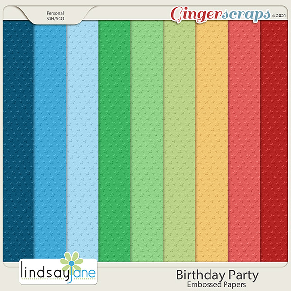 Birthday Party Embossed Papers by Lindsay Jane