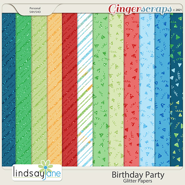 Birthday Party Glitter Papers by Lindsay Jane