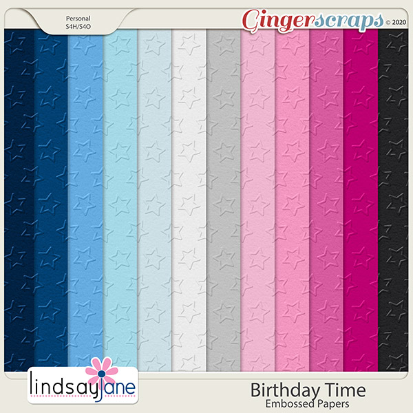 Birthday Time Embossed Papers by Lindsay Jane