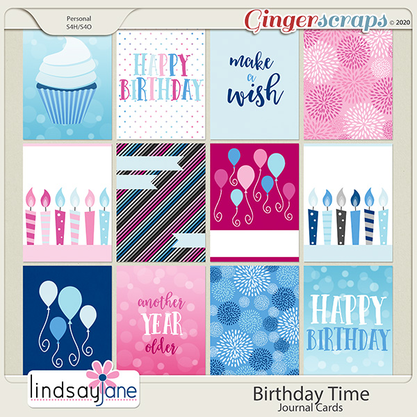 Birthday Time Journal Cards by Lindsay Jane