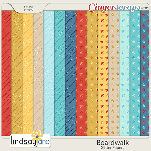 Boardwalk Glitter Papers by Lindsay Jane