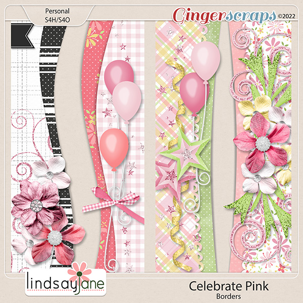 Celebrate Pink Borders by Lindsay Jane