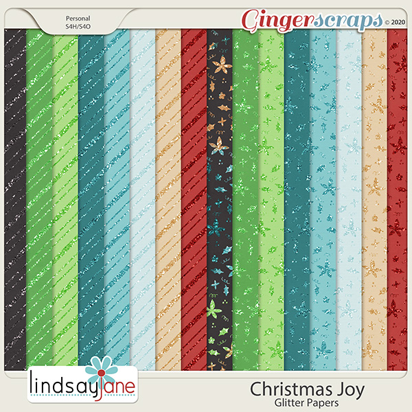 Christmas Joy Glitter Papers by Lindsay Jane
